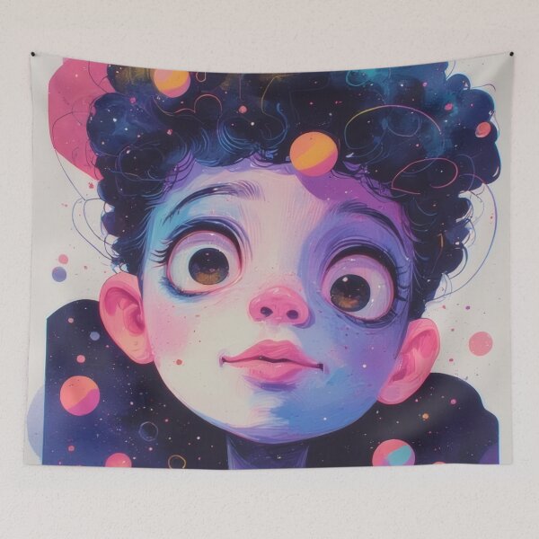 Item preview, Space child portrait in vibrant colors and imagination designed and sold by Mianku | Für das Leben.