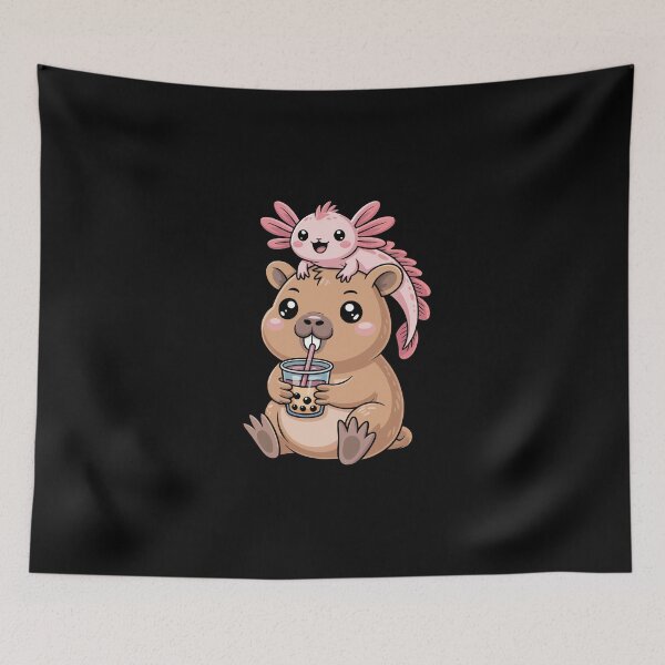Item preview, Capybara and axolotl bubble tea  designed and sold by jkrphoto.