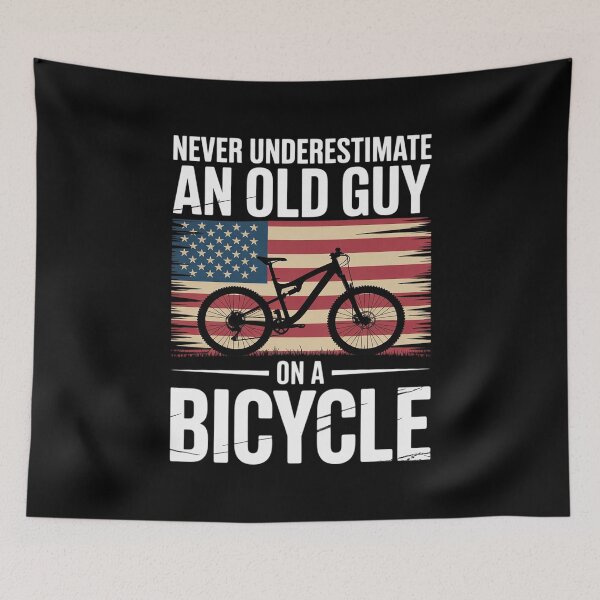 Item preview, never underestimate an old guy on a bicycle cycling 11  designed and sold by AquaKiev.