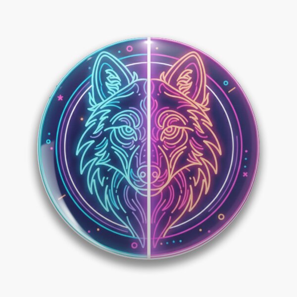 Item preview, Mirrored Wolf Silhouette Spirit – Neon Symmetry Style designed and sold by Tily360.