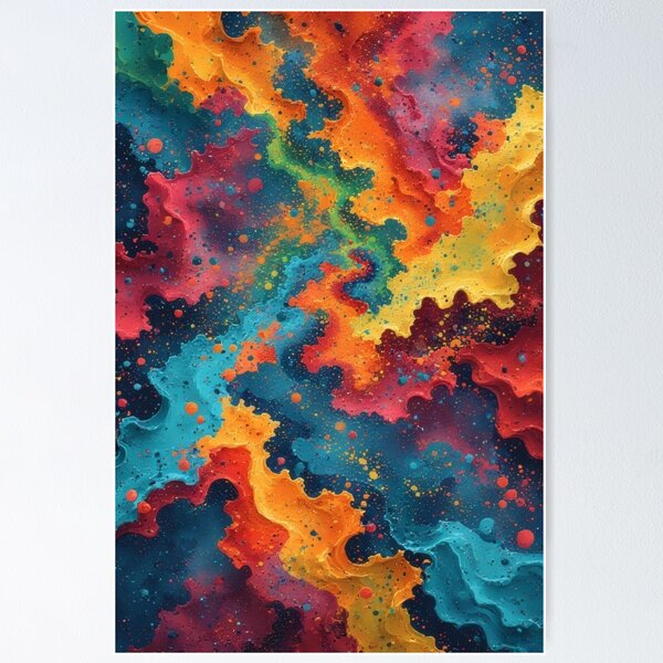 Item preview, A vibrant, abstract explosion of color on a dark background designed and sold by Mianku | Für das Leben.