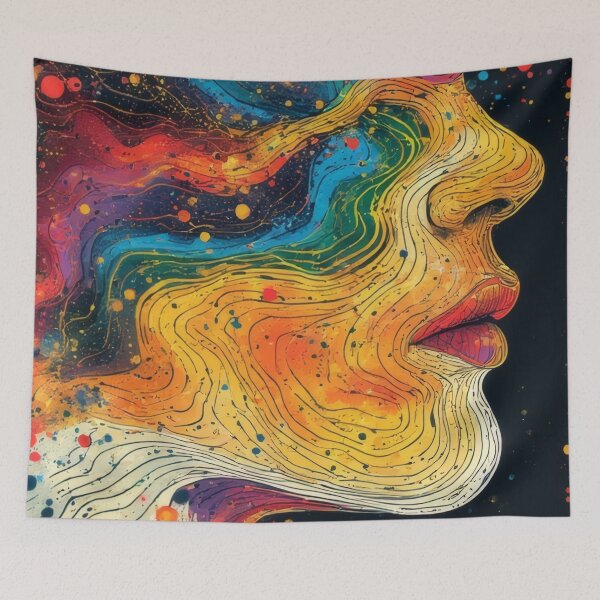 Item preview, Abstract explosion of color in facial profile designed and sold by Mianku | Für das Leben.