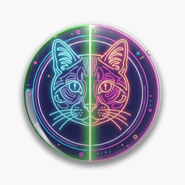 Item preview, Mirrored Cat Silhouette Spirit – Neon Symmetry Style designed and sold by Tily360.