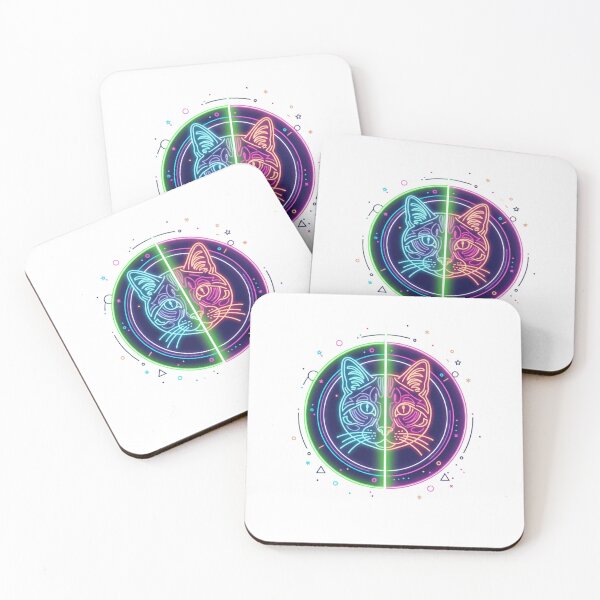 Item preview, Mirrored Cat Silhouette Spirit – Neon Symmetry Style designed and sold by Tily360.