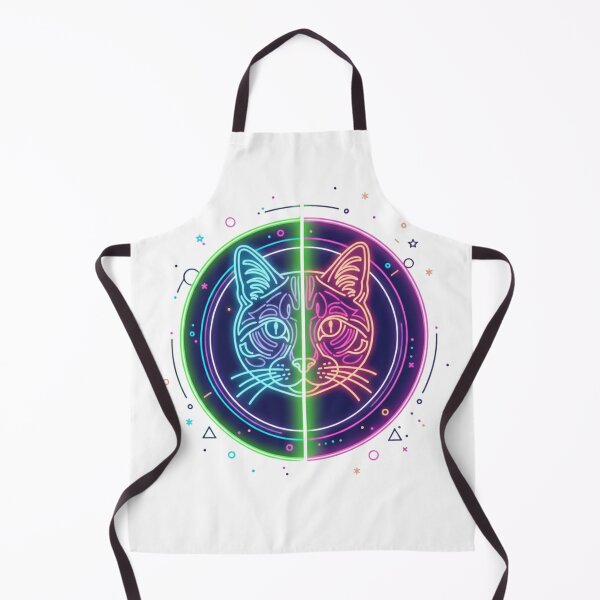 Item preview, Mirrored Cat Silhouette Spirit – Neon Symmetry Style designed and sold by Tily360.