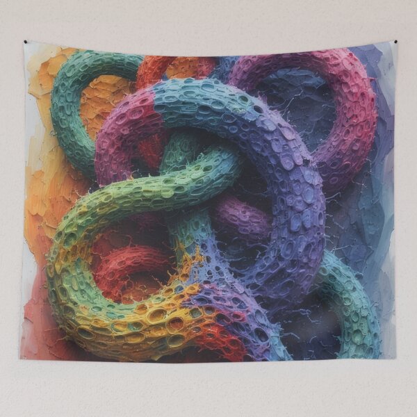Item preview, Colorful, textured, connected rings abstraction designed and sold by Mianku | Für das Leben.