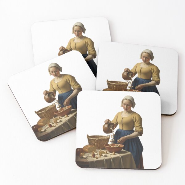 Item preview, The Milkmaid with Mushrooms - Vermeer Art Parody designed and sold by Tresorsdesbois.