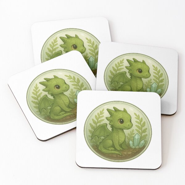 Item preview, Green Forest Baby Dragon / Cozy Nature Fantasy Creature designed and sold by Hatchling Hollow.