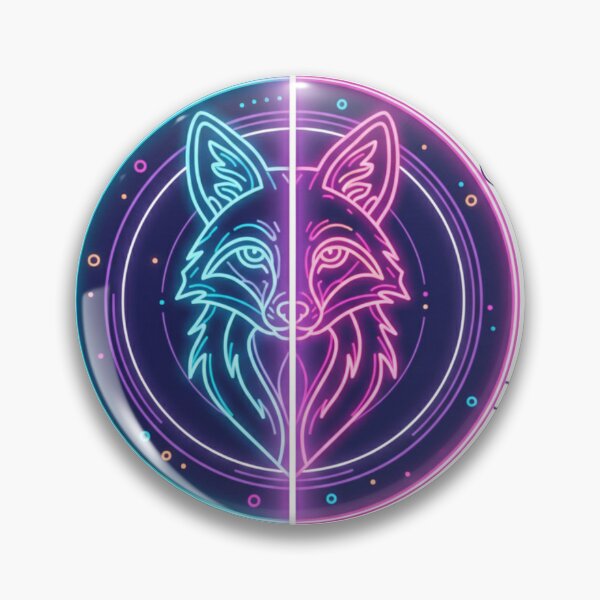 Item preview, Mirrored Fox Silhouette Spirit – Neon Symmetry Style designed and sold by Tily360.