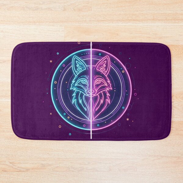 Item preview, Mirrored Fox Silhouette Spirit – Neon Symmetry Style designed and sold by Tily360.