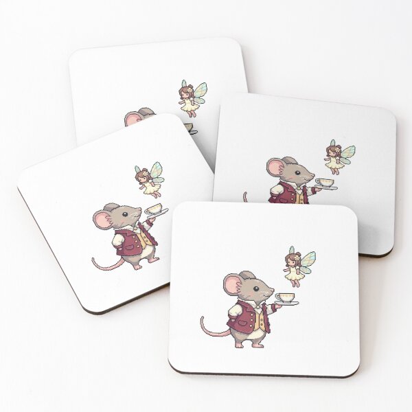 Item preview, Fairy Tea Party Pixel Art - Kawaii Mouse in Waistcoat Hosting Fairies - Whimsical Cottagecore Sticker designed and sold by Pixel Girl Aesthetic Studio.