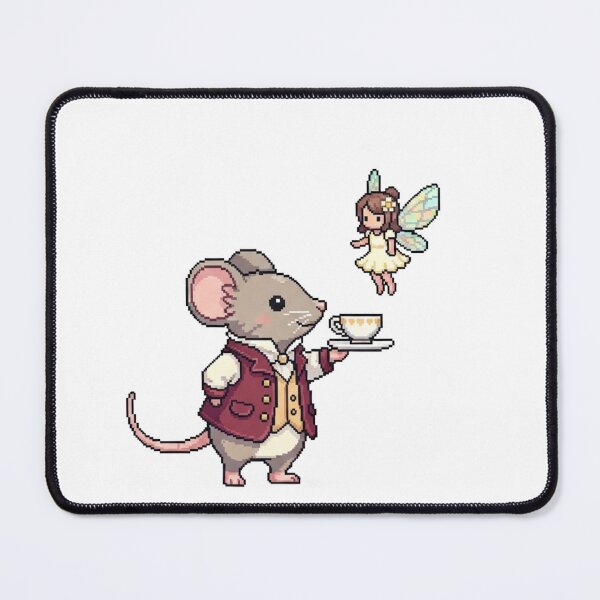 Item preview, Fairy Tea Party Pixel Art - Kawaii Mouse in Waistcoat Hosting Fairies - Whimsical Cottagecore Sticker designed and sold by Pixel Girl Aesthetic Studio.