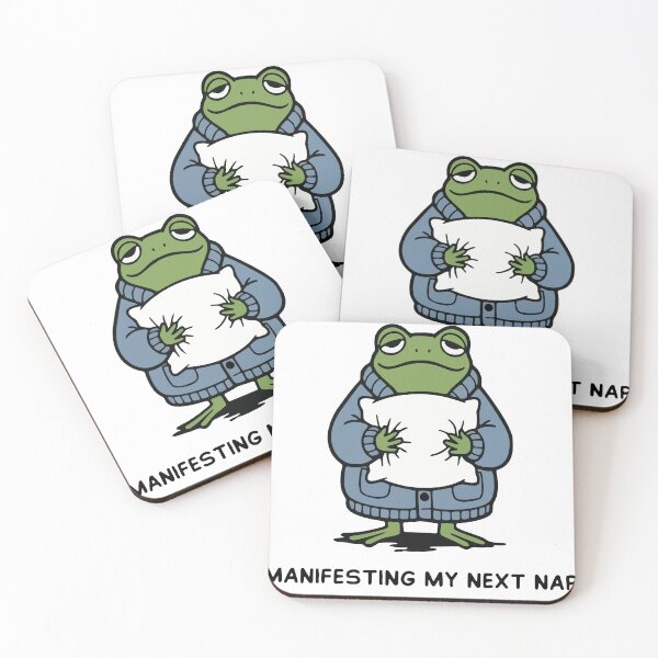 Item preview, Sleepy Frog Holding Pillow - Manifesting My Next Nap designed and sold by Floomart.
