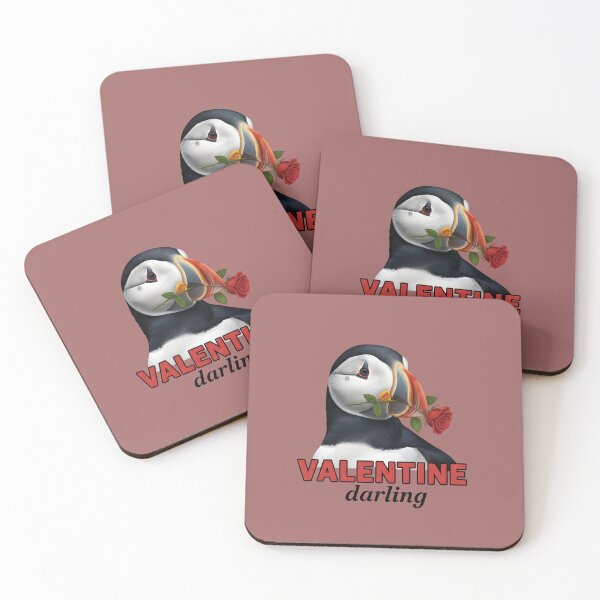 Item preview, Valentine Darling: Adorable Puffin with Red Rose - Romantic Seabird Illustration designed and sold by InkWeaveShop.
