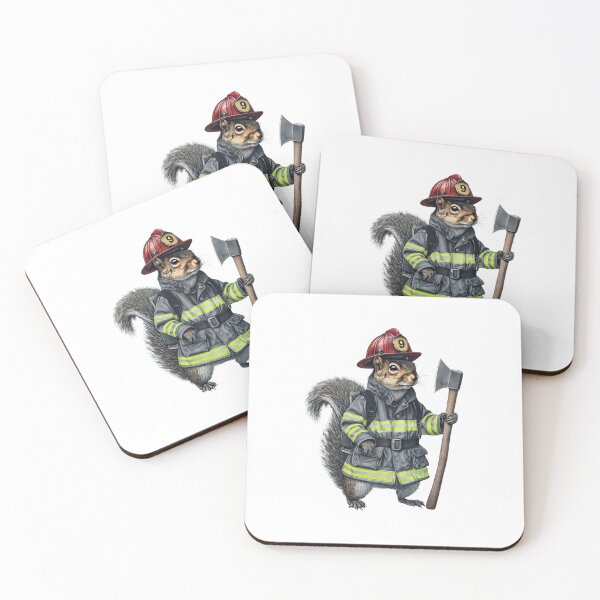 Item preview, Whimsical Firefighter Squirrel — Heroic Gray Squirrel with Fire Axe Illustration designed and sold by Colorful-Garden.