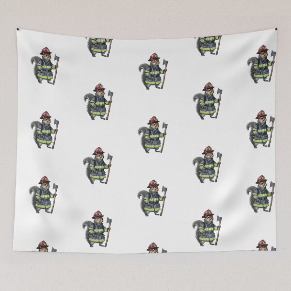 Item preview, Whimsical Firefighter Squirrel — Heroic Gray Squirrel with Fire Axe Illustration designed and sold by Colorful-Garden.