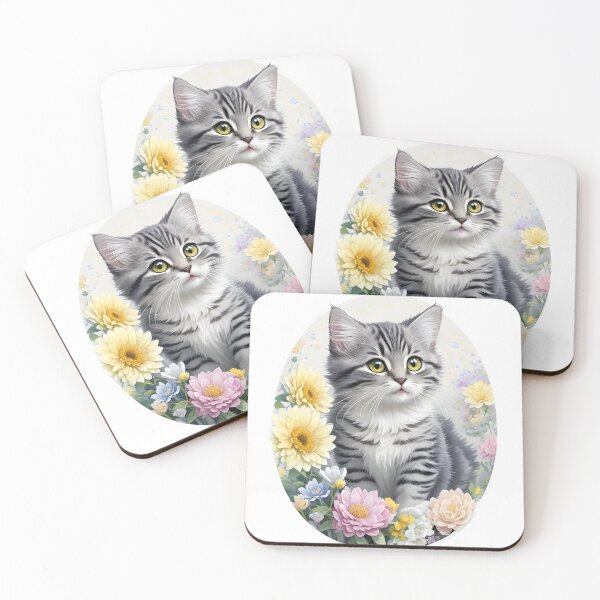 Item preview, Cute Kitten Floral Art – Soft Aesthetic Cat Illustration | Pastel Botanical Style Inspired by Ilya Rozanov, Travball & Shane Hollander Trends designed and sold by zevorgue.