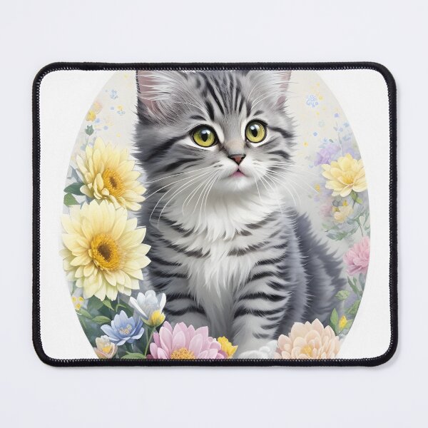 Item preview, Cute Kitten Floral Art – Soft Aesthetic Cat Illustration | Pastel Botanical Style Inspired by Ilya Rozanov, Travball & Shane Hollander Trends designed and sold by zevorgue.