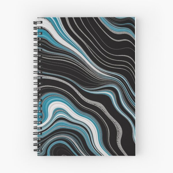 Item preview, Abstract Flowing Waves Teal Silver Black designed and sold by Mindful Wall Art Studio.