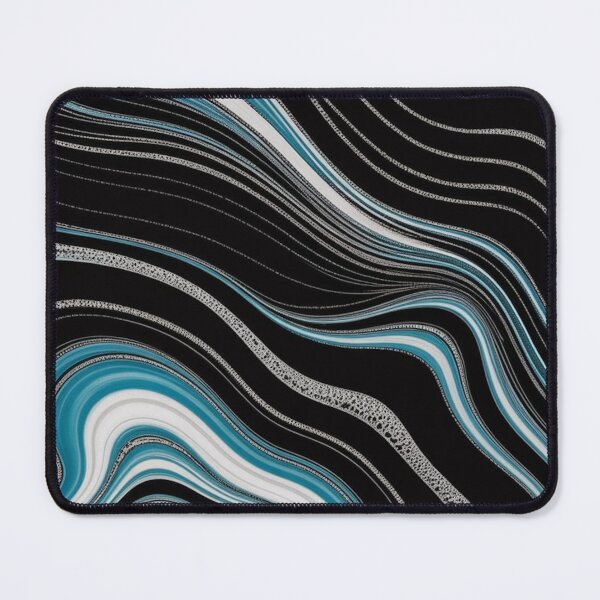 Item preview, Abstract Flowing Waves Teal Silver Black designed and sold by Ed & Harmony.