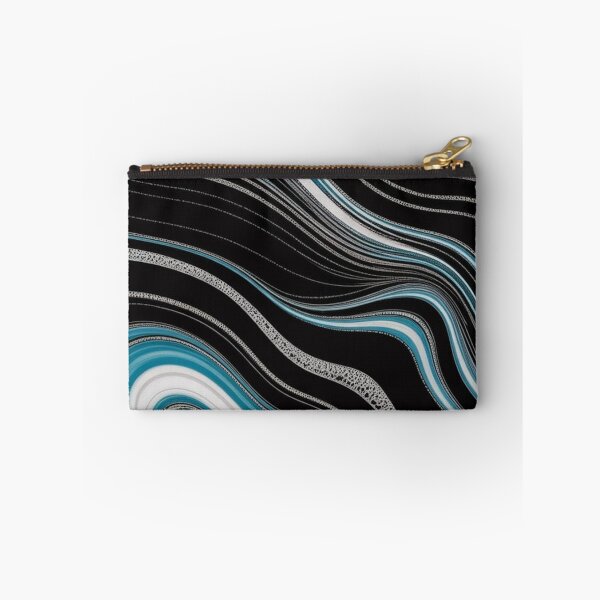 Item preview, Abstract Flowing Waves Teal Silver Black designed and sold by Ed & Harmony.