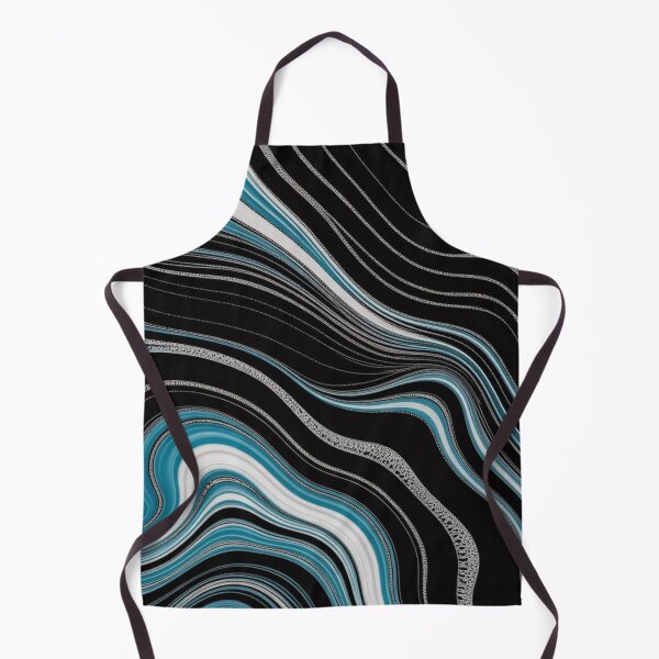 Item preview, Abstract Flowing Waves Teal Silver Black designed and sold by Mindful Wall Art Studio.