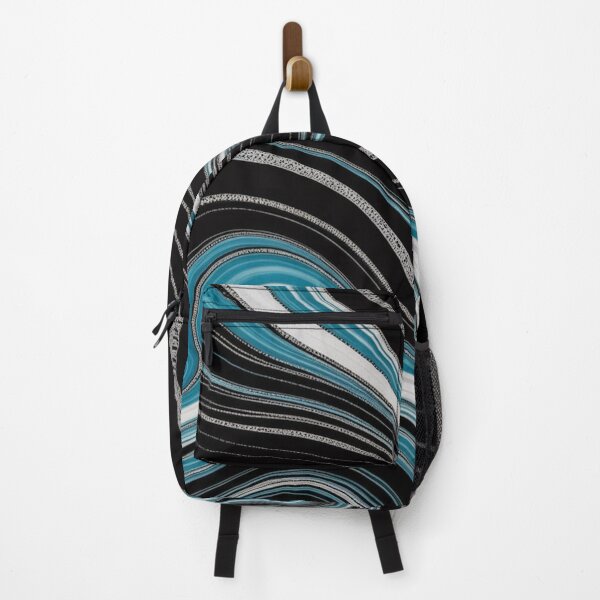 Item preview, Abstract Flowing Waves Teal Silver Black designed and sold by Ed & Harmony.