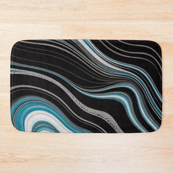 Item preview, Abstract Flowing Waves Teal Silver Black designed and sold by Ed & Harmony.