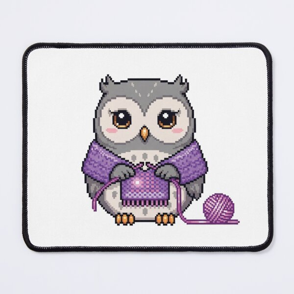 Item preview, Knitting Owl Pixel Art - Kawaii Cottagecore Owl in Shawl with Glowing Yarn - Cozy Crafting Sticker designed and sold by Pixel Girl Aesthetic Studio.