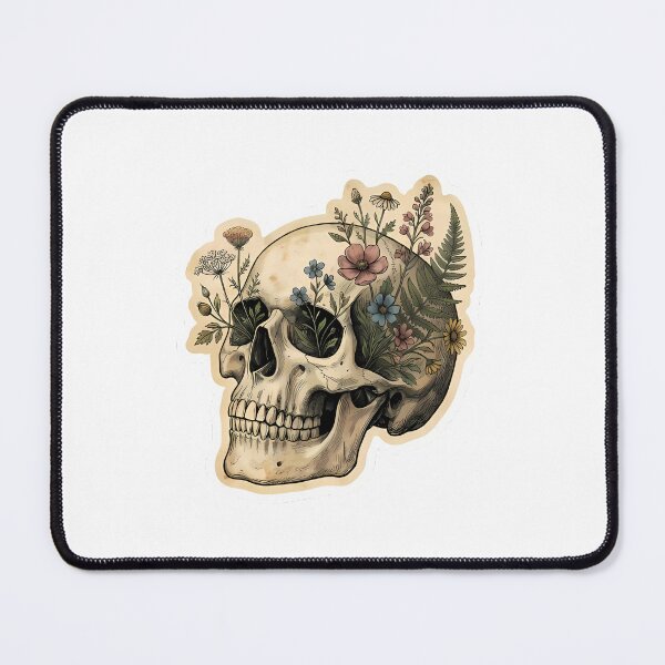 Item preview, Floral Skull Sticker, Vintage Botanical Illustration designed and sold by Stickers à gogo.