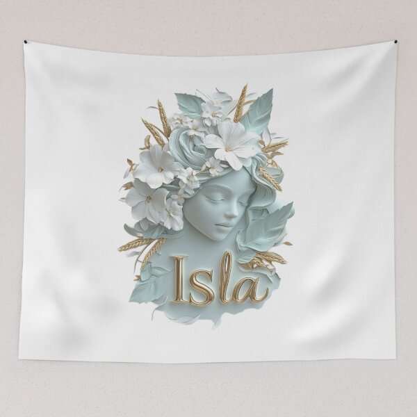 Item preview, Isla Virgo – Elegant Female Name Zodiac Earth Sign Floral Fantasy Art designed and sold by AlexLineArt.