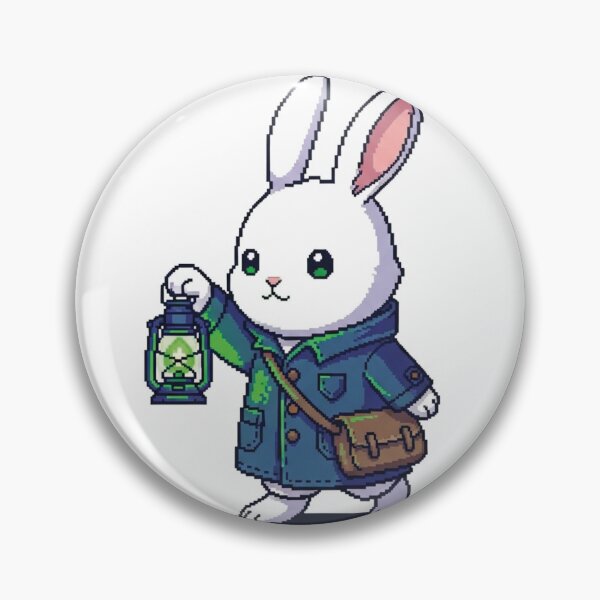 Item preview, Rabbit Messenger Pixel Art - Kawaii Cottagecore Rabbit with Will-o'-Wisp Lantern - Twilight Journey Sticker designed and sold by Pixel Girl Aesthetic Studio.