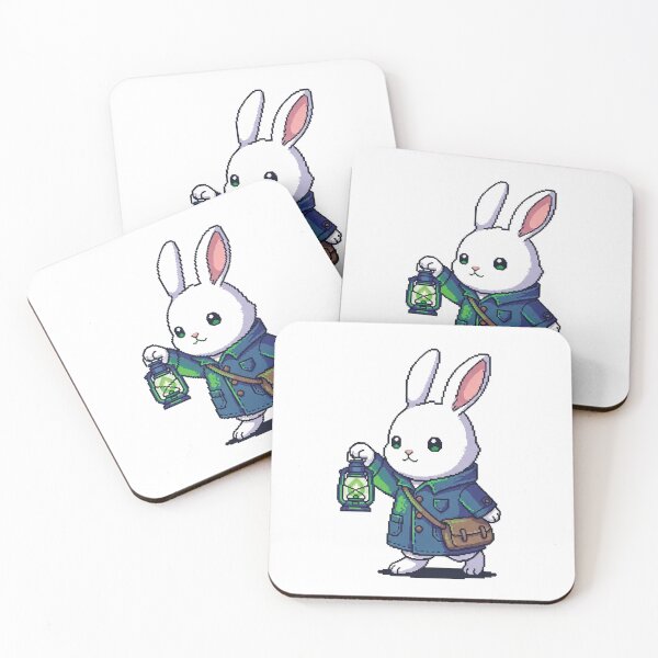 Item preview, Rabbit Messenger Pixel Art - Kawaii Cottagecore Rabbit with Will-o'-Wisp Lantern - Twilight Journey Sticker designed and sold by Pixel Girl Aesthetic Studio.