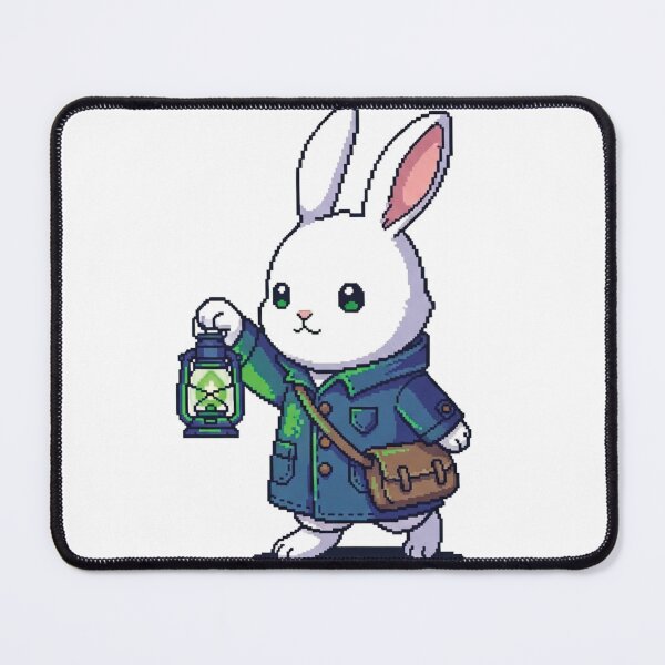 Item preview, Rabbit Messenger Pixel Art - Kawaii Cottagecore Rabbit with Will-o'-Wisp Lantern - Twilight Journey Sticker designed and sold by Pixel Girl Aesthetic Studio.