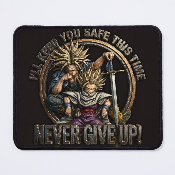 Item preview, Never Give Up — Epic Anime-Style Warrior & Child Protector Artwork designed and sold by Artistic canvas store.