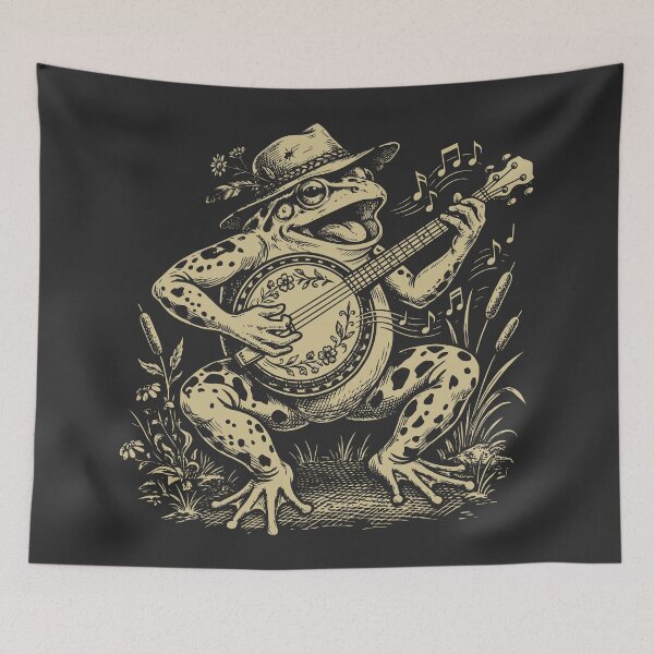 Item preview, Frog Playing Banjo Folk Music Goblincore Toad  designed and sold by Y-Vibes.