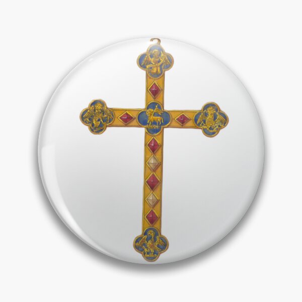 Item preview, Victorian Enamel Cross with Evangelist Symbols on White designed and sold by DeusInk.