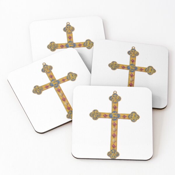 Item preview, Victorian Enamel Cross with Evangelist Symbols on White designed and sold by DeusInk.