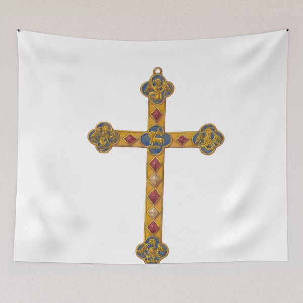 Item preview, Victorian Enamel Cross with Evangelist Symbols on White designed and sold by DeusInk.