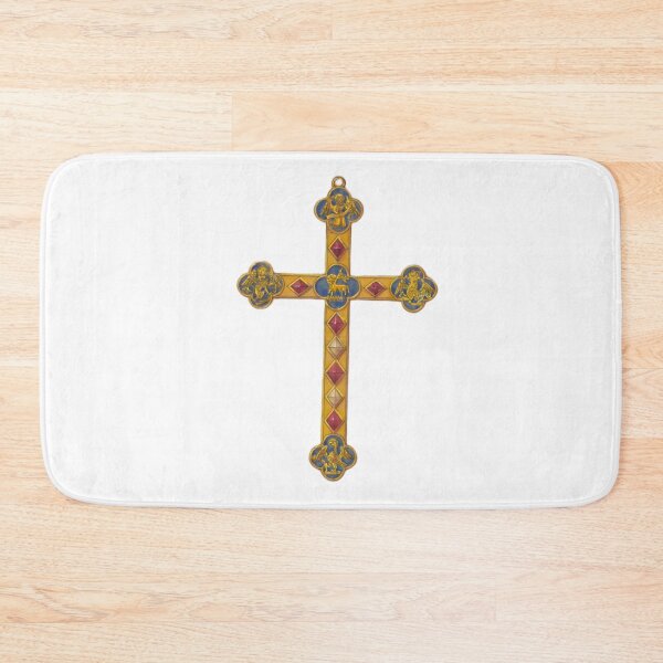 Item preview, Victorian Enamel Cross with Evangelist Symbols on White designed and sold by DeusInk.