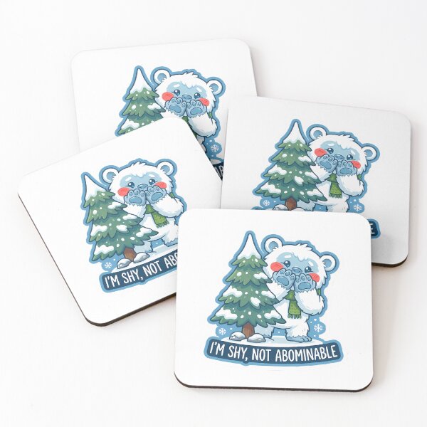 Item preview, Shy Yeti hiding behind a small fir tree designed and sold by Stickers à gogo.