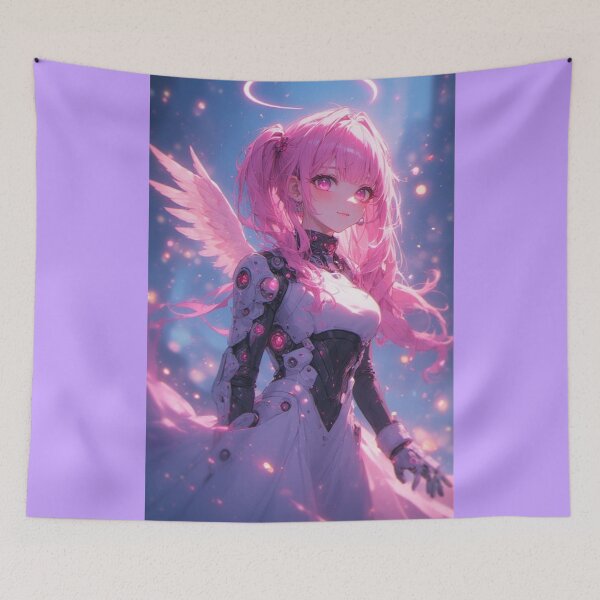 Item preview, Pink anime android girl with wings designed and sold by ArtsJulian.