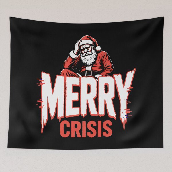 Item preview, Merry Crisis – Glitchy Santa Illustration with Dark Holiday Mood designed and sold by SplashTastic.