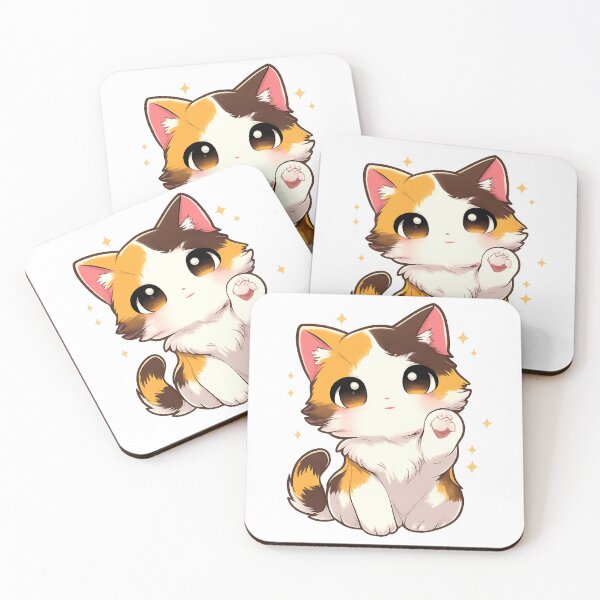 Item preview, Cute Chibi Calico Cat – Kawaii Anime Kitten with Sparkles | Pastel Aesthetic Art Inspired by Ilya Rozanov, Travball & Shane Hollander Trends designed and sold by zevorgue.