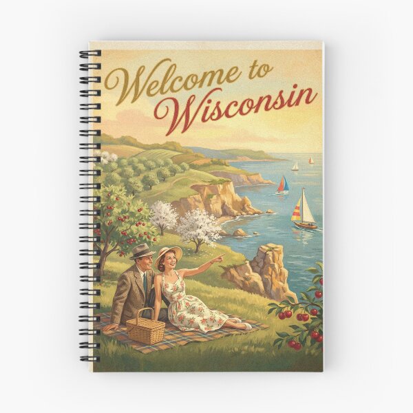 Item preview, Vintage Welcome to Wisconsin Door County Travel Poster Cherry Orchard Picnic Art designed and sold by Cozy-Old-Pub.