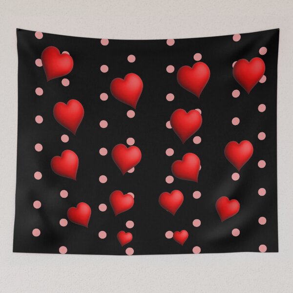 Item preview, Floating 3D Red Hearts on Black Polka Dot Pattern designed and sold by DeeLulu.