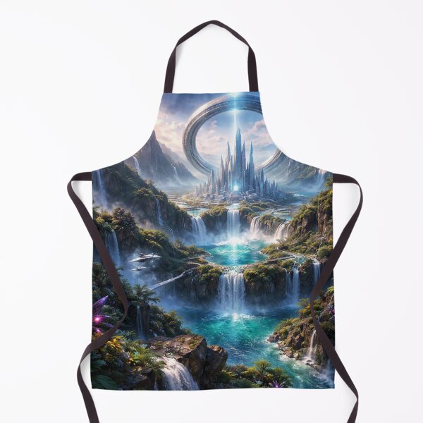 Item preview, Futuristic City of Waterfalls and Nature Fantasy designed and sold by NomadUSArt.