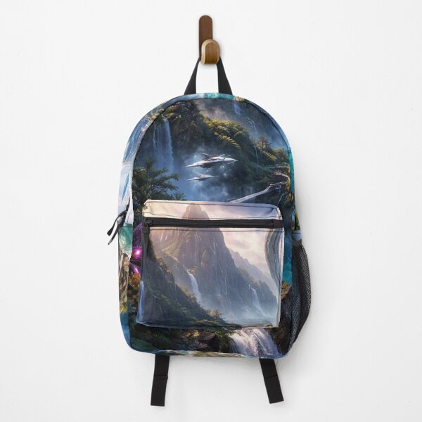 Item preview, Futuristic City of Waterfalls and Nature Fantasy designed and sold by NomadUSArt.