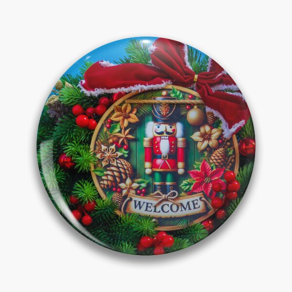 Item preview, Festive Christmas Wreath With Nutcracker Motif And Welcome Sign On Bright Blue Door designed and sold by Nmallia.