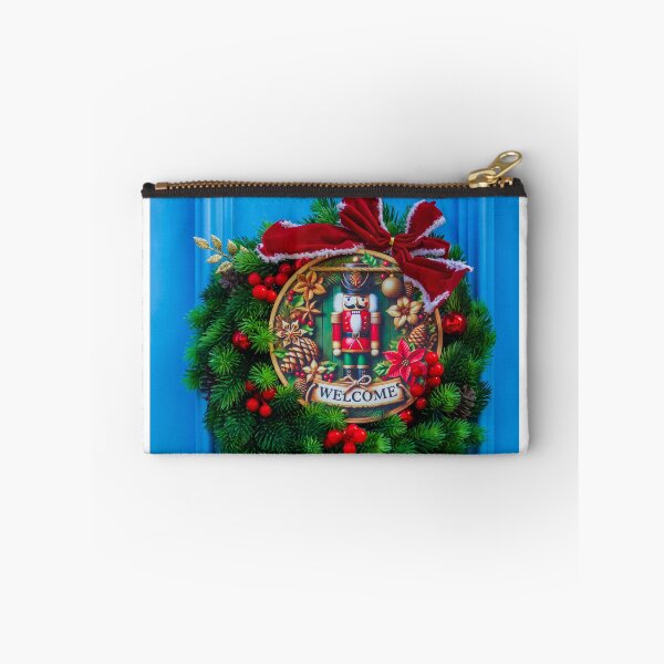 Item preview, Festive Christmas Wreath With Nutcracker Motif And Welcome Sign On Bright Blue Door designed and sold by Nmallia.